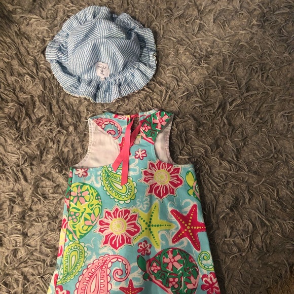 Mud Pie baby dress and matching hat (reversible) - Picture 2 of 4